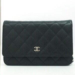 Chanel Chain Wallet Crossbody Pochette CC Logo Coco Mark Matelasse
